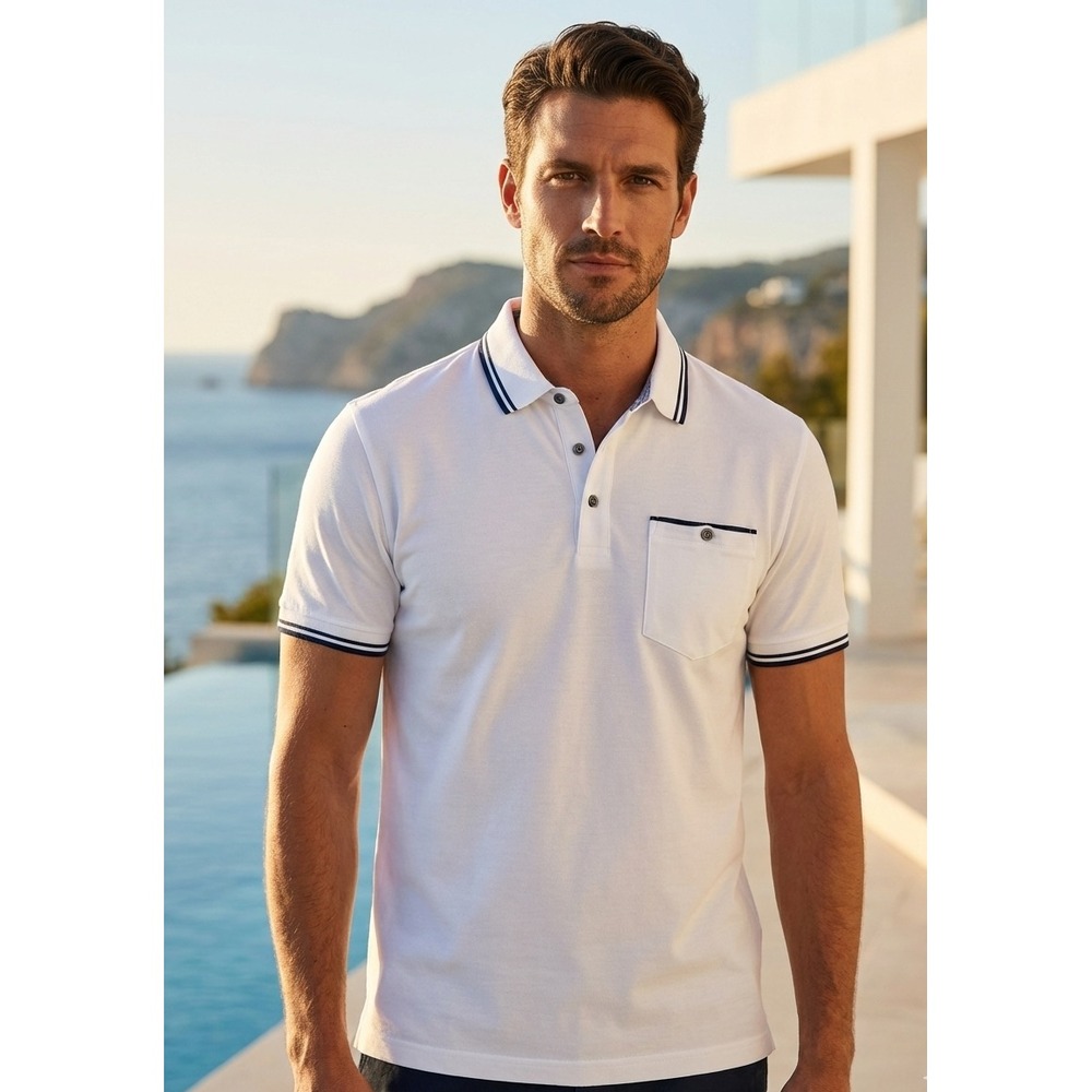 Ted Baker Mens 3 White Short Sleeve Button Down Collar Polo Shirt